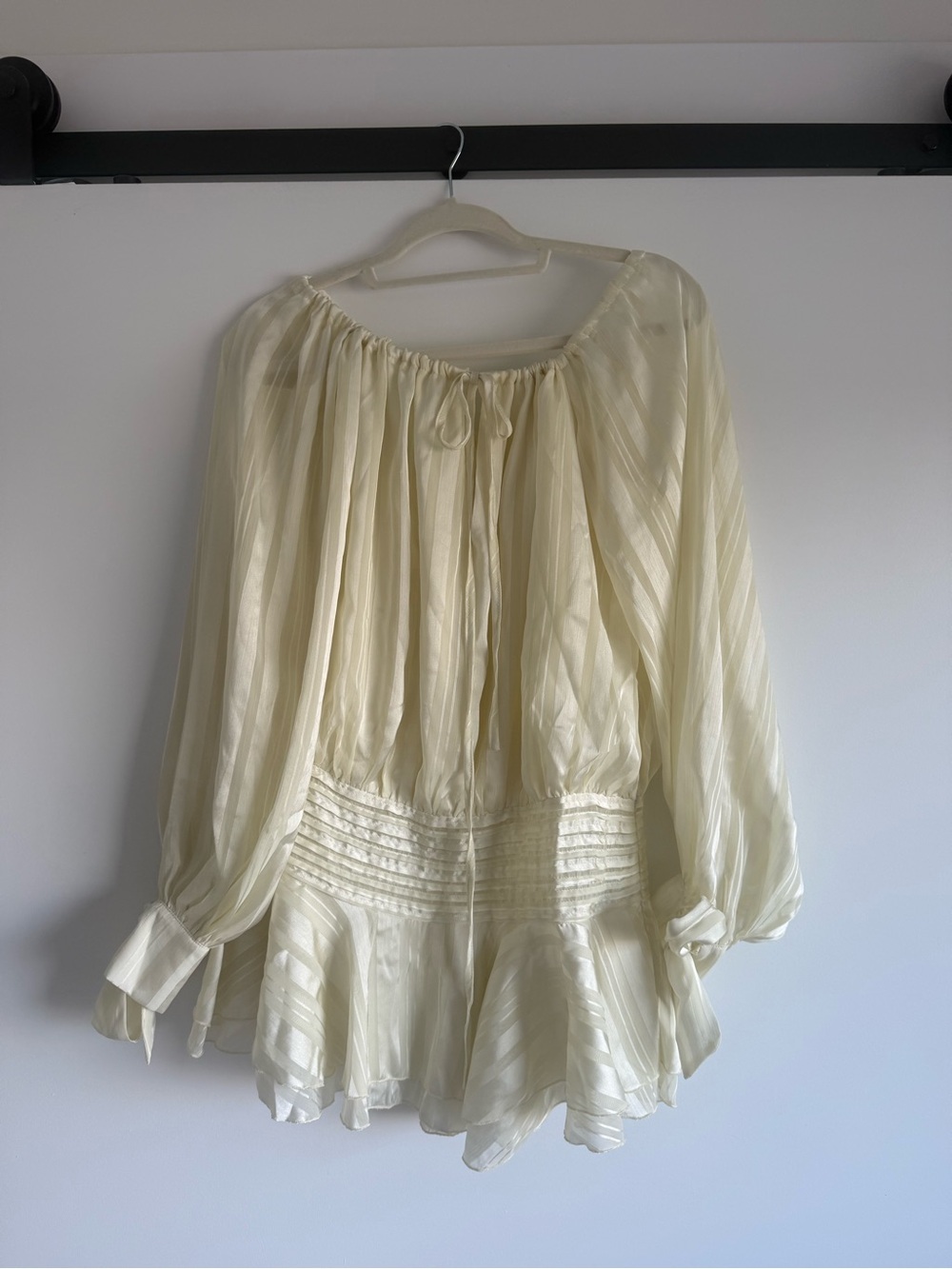 Peppermayo Ivory Off-Shoulder Balloon Sleeve Mini Dress - Picture 3 of 5